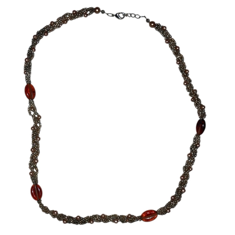 Minimalist Black and Brown Beaded Necklace